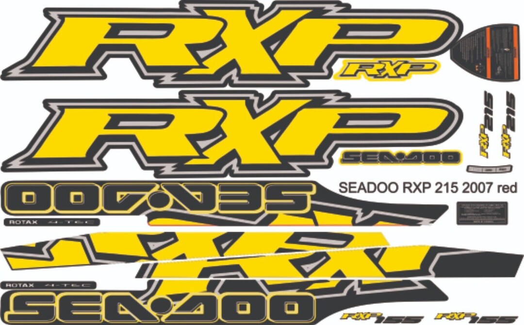 SEADOO RXP 215 / 155 2007 Graphics / Decal / Sticker Kit CUSTOM Yellow ...