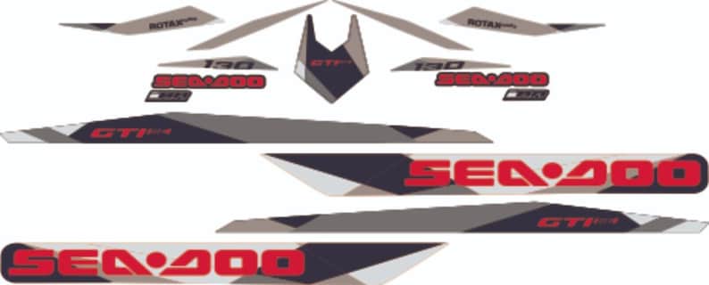 SEADOO GTI SE 130 2018 Graphics / Decal/ Sticker Kit Grey Red image 1