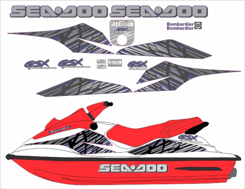 SEADOO GSX 1997 Graphics / Decal / Sticker Kit DARK Blue image 1