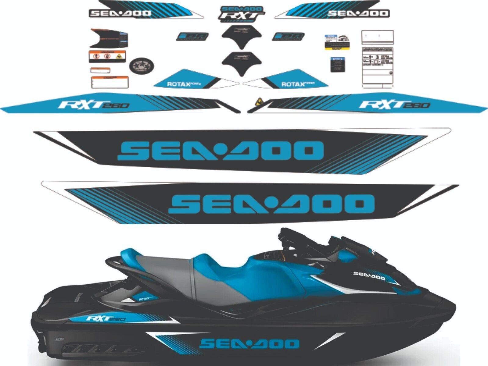 SEADOO RXT 260 2017 Graphics / Decal / Sticker Kit Custom Blue - Etsy