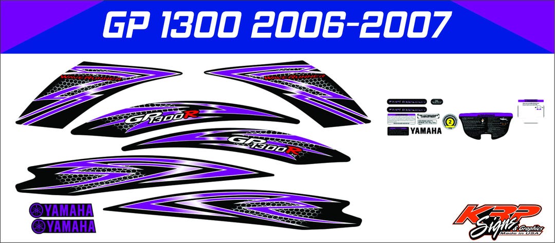 WAVERUNNER GP 1300R 2006 - 2007 Graphics / Decal / Sticker Kit Purple ...