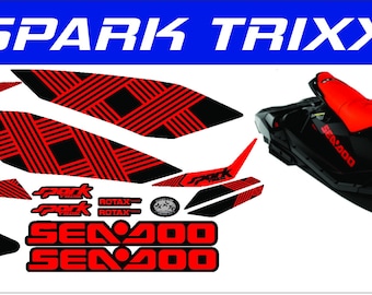 SEADOO SPARK TRIXX Red & Black Graphics / Decal / Sticker Kit