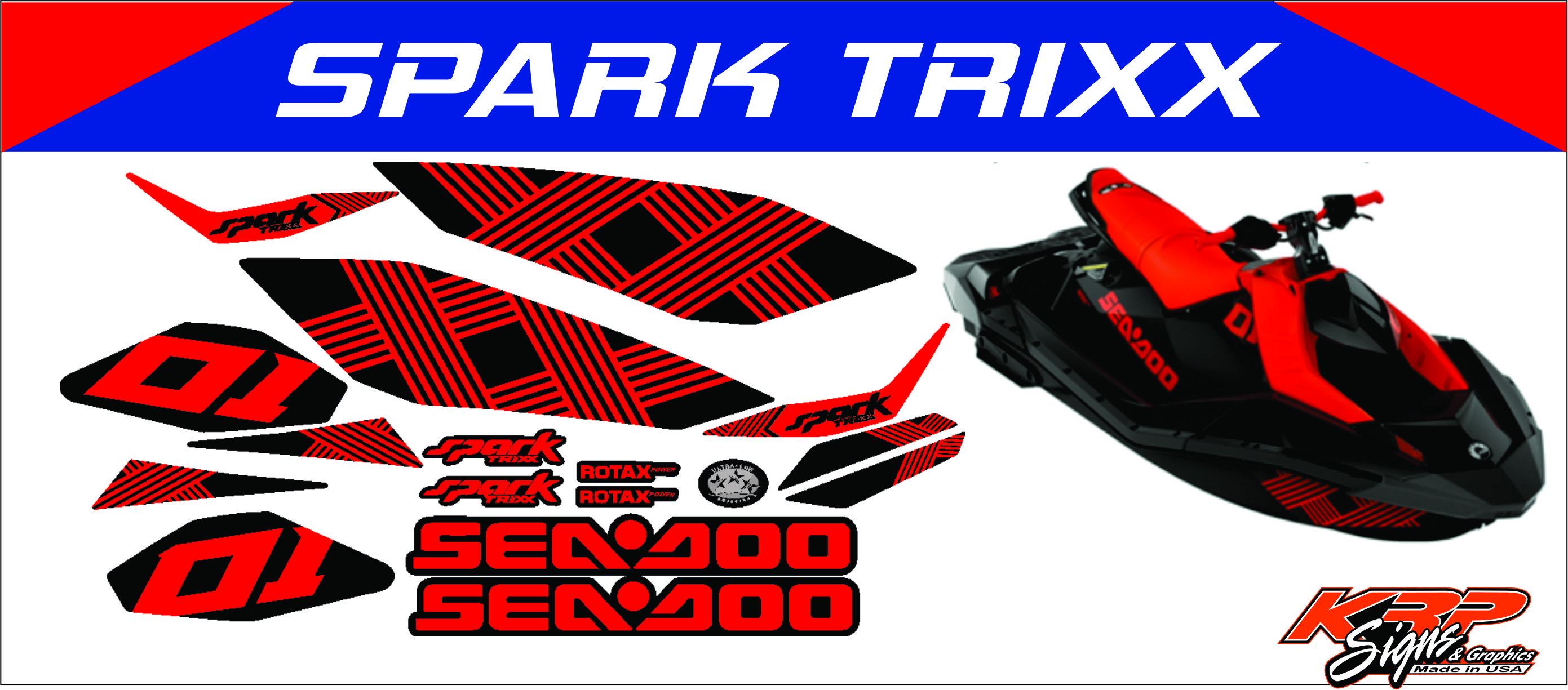 SEADOO SPARK TRIXX Red & Black Graphics / Decal / Sticker Kit - Etsy
