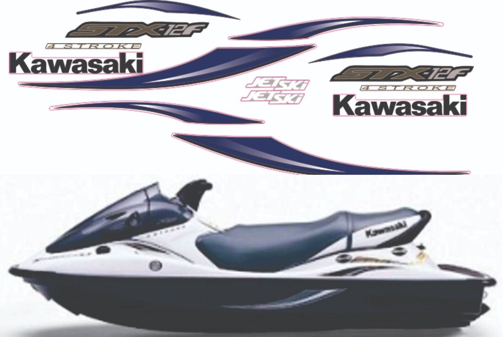 KAWASAKI STX 12F 2003 Graphics / Decal / Sticker Kit Custom Blue