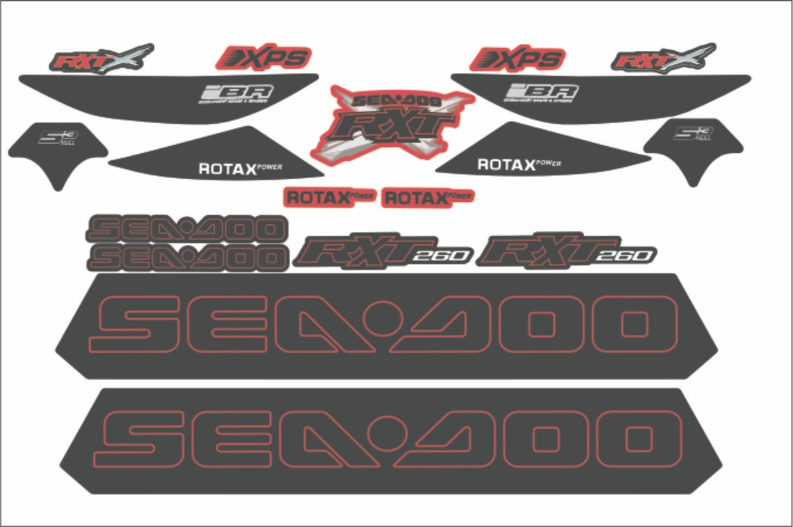 SEADOO RXT X 260 2011 Graphics / Decal / Sticker Kit Red Blk - Etsy