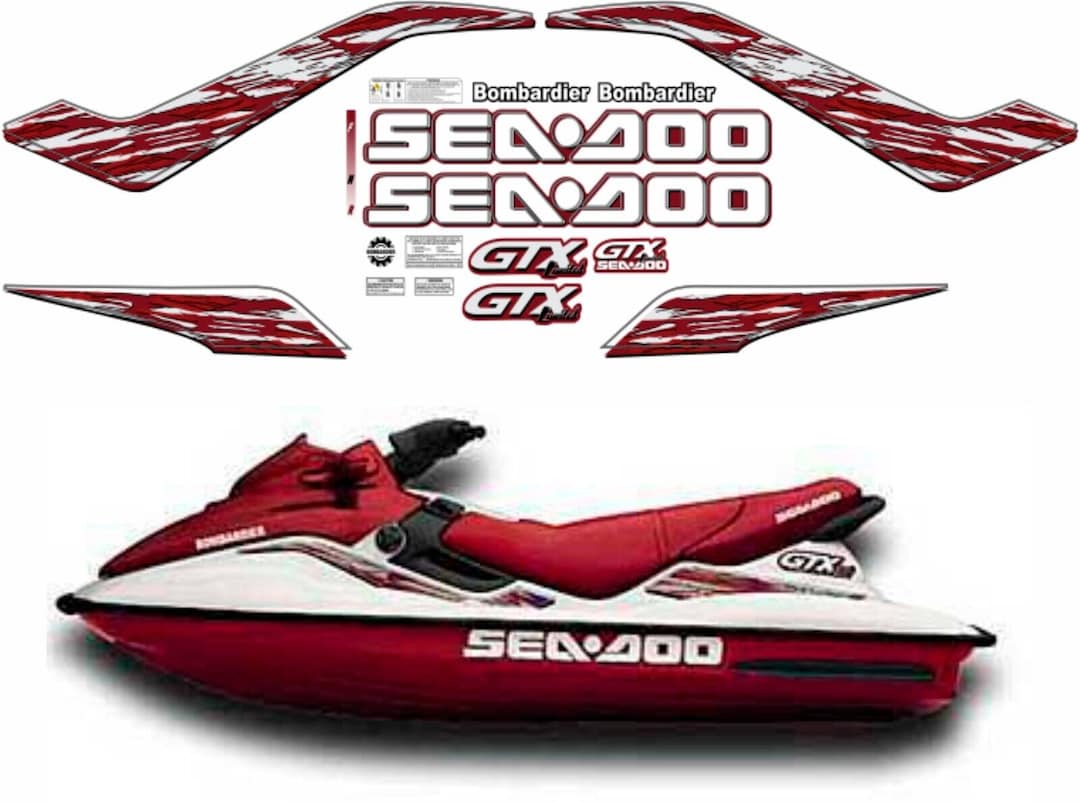 SEADOO GTX 1999 LIMITED Graphics / Decal / Sticker Kit Burgundy Custom ...