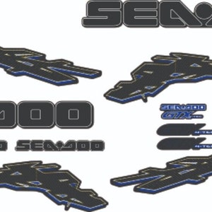 Kit de gráficos, calcomanías y pegatinas para SEADOO GTX 2003 en negro y azul imagen 1