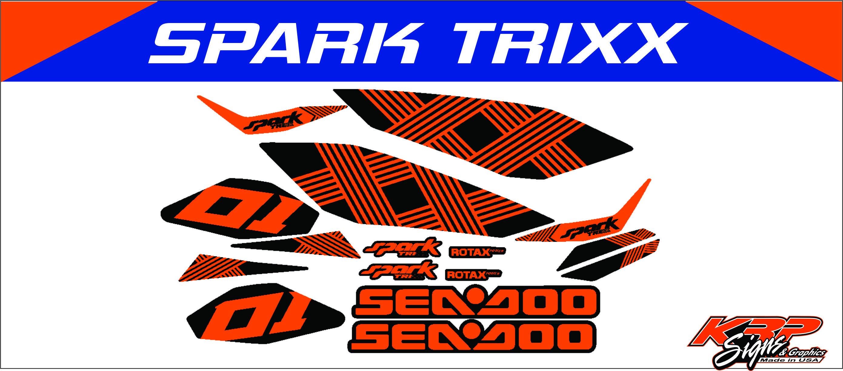 SEADOO SPARK TRIXX Orange & Black Graphics / Decal / Sticker Kit