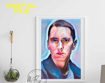 Eminem Poster, Affiche Hip Hop, Affiche Rap, Rapper Art, Cadeau pour Lui, Cadeau pour elle, Tirage d’art, Décoration murale, Portrait, Hip Hop, Impression, Numérique