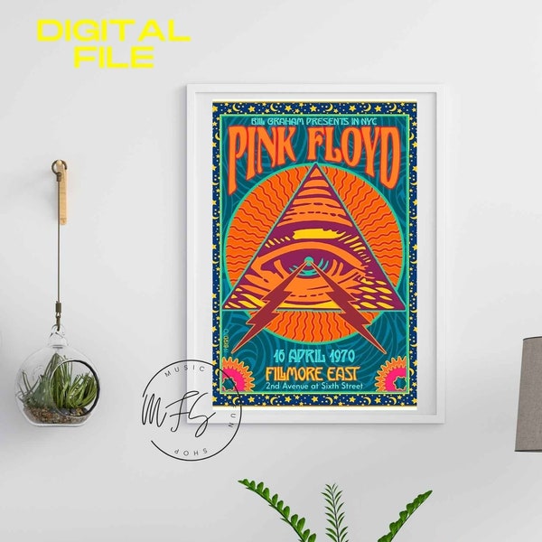 Pink Floyd Poster, Vintage Music Poster, Concert Poster,  Bedroom Wall Decor, No Frame, Instant Download, music poster vintage