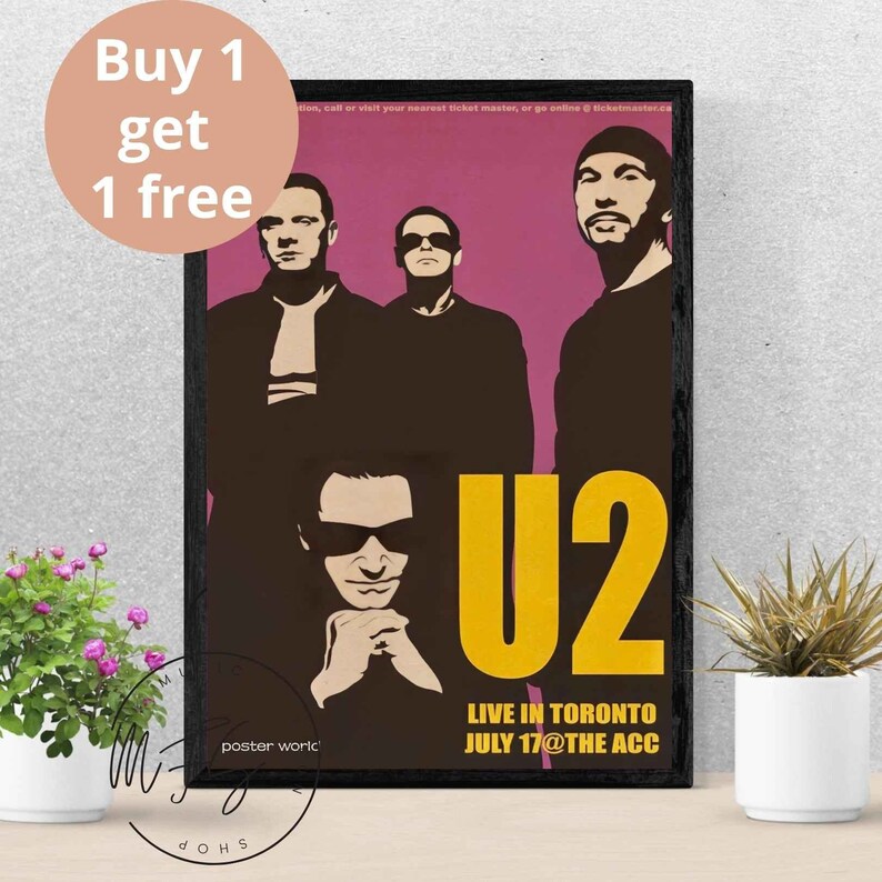 U2 Poster Rock Band Print Gift Retro Rock Poster Wall Art Etsy