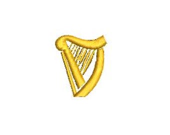 Irländsk ölharpa med Guinness-tema och broderidesign med St. Patricks Day-tema och pint
