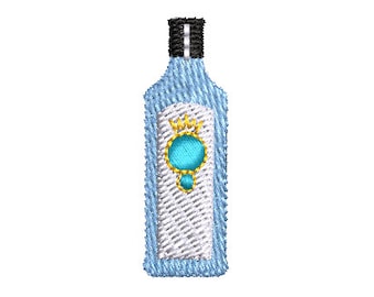 Mini Blue Gin Bottle Embroidery File