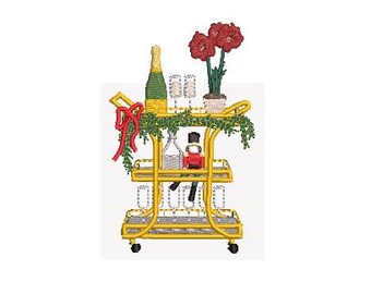 Amelia Amaryllis and Nutcracker Bar Cart Embroidery File holiday hostess gift idea