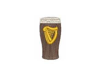 Irish Stout Beer Glass Harp 2 inch St. Patricks Day theme pint embroidery design