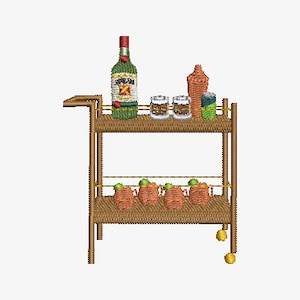 ミッドセンチュリー アイリッシュ ウイスキー バー カート 刺繍ファイル