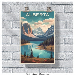 Alberta Travel Poster, Banff National Park Poster, Canada Poster, Alberta Retro Poster, Wall Decor, Canada Art, Alberta Print