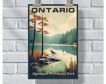 Ontario Travel Poster, Algonquin Provincial Park Poster, Canada Poster, Ontario Vintage Poster, Wall Decor, Canada Art, Ontario Print