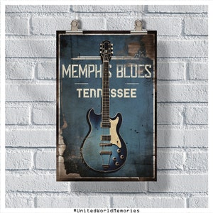 Tennessee Travel Poster, Memphis Blues Poster, Tennessee Vintage Poster, Wall Decor, Tennessee Print, Tennessee Retro Poster, Blues Gift