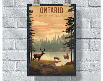 Ontario Travel Poster, Algonquin Provincial Park Poster, Canada Poster, Ontario Vintage Poster, Wall Decor, Canada Art, Ontario Print