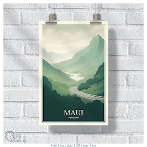 Maui Hana Highway Poster, Maui Hawaii Print, Hawaii Gift, USA Travel Poster