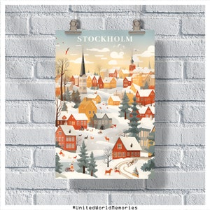 Stockholm Skansen Open-Air Museum Poster, Stockholm Travel Poster, Sweden Poster, Stockholm Vintage Retro Poster, Sweden Wall Art