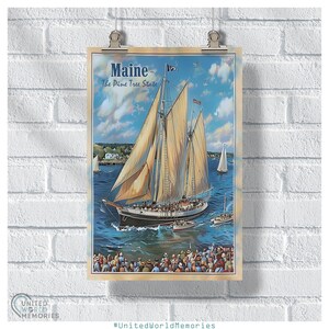 Maine Windjammer Festival Poster, Maine Reisedruck, Retro Wandkunst der Vereinigten Staaten, US Maine Geschenk