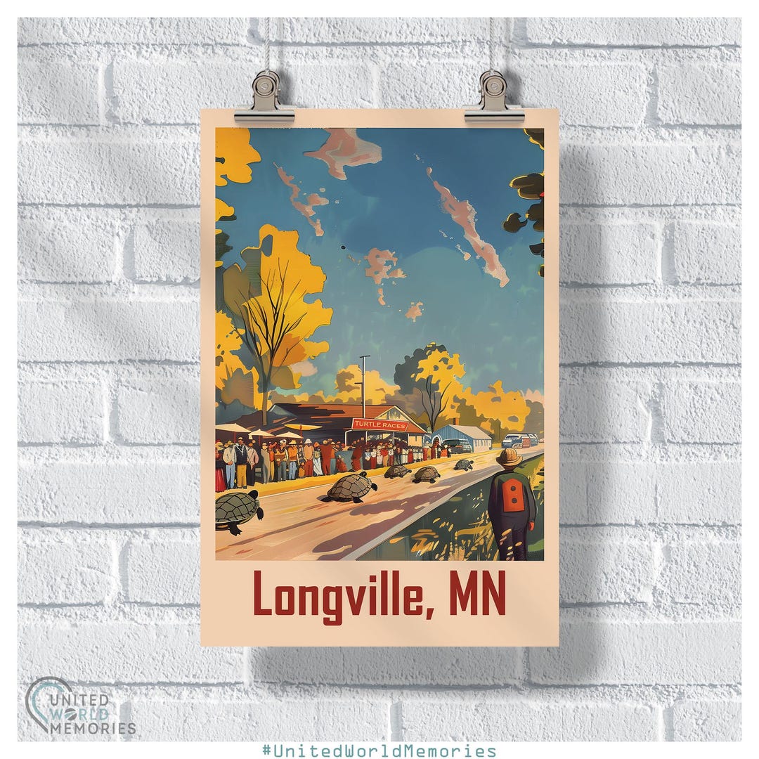 Longville Turtle Races Poster, Longville MN Print, Minnesota Travel ...