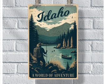 Idaho Travel Poster, Idaho Poster, Idaho Vintage Poster, Wall Decor, Idaho Print, Idaho Retro Poster, Idaho Wall Art, Idaho Adventure Poster