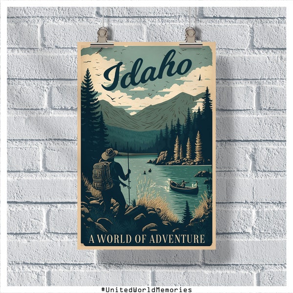 Idaho Travel Poster, Idaho Poster, Idaho Vintage Poster, Wall Decor, Idaho Print, Idaho Retro Poster, Idaho Wall Art, Idaho Adventure Poster