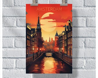 Amsterdam Red Light District Poster, Amsterdam Travel Poster, Netherlands Poster, Amsterdam Vintage Retro Poster, Amsterdam Wall Art