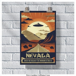 Nevada Travel Poster, Area 51 Poster, Nevada Vintage Poster, Wall Decor, Nevada Area 51 Funny Poster, Nevada Print, Nevada Retro Poster