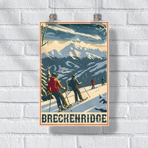 Breckenridge Vintage Ski Adventure Poster, Ski Resort Colorado Print, Ski Snowboarding Retro Wall Art, Ski Lover Gift