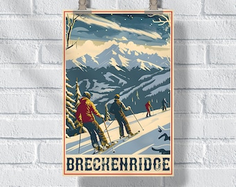 Breckenridge Vintage Ski Adventure Poster, Ski Resort Colorado Print, Ski Snowboarding Retro Wall Art, Ski Lover Gift