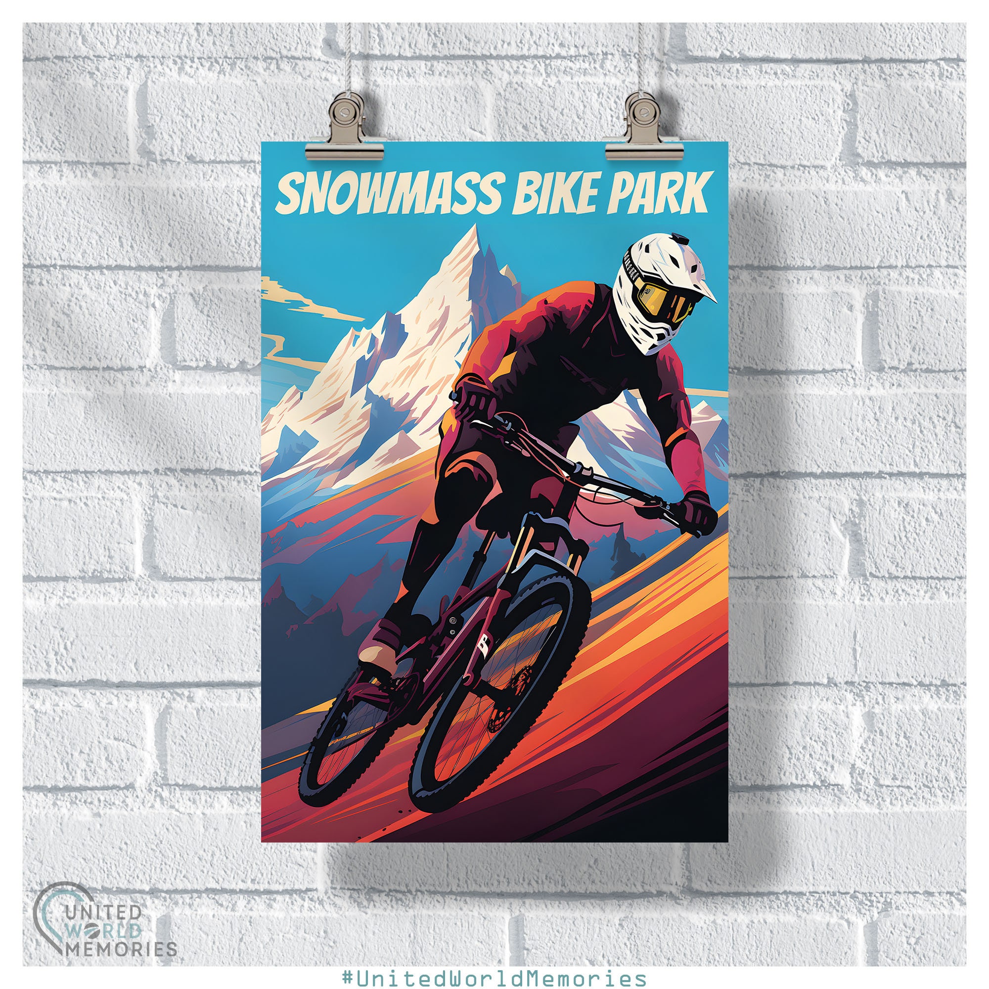 Snowmass Bike Park Ride the Peaks Poster Mountain Bike Gift Colorado Biking Print Etsy