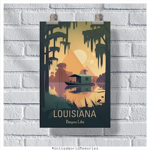 Poster di viaggio della Louisiana, Bayou Beauty Poster,Louisiana Vintage Poster, Wall Decor, State Poster, Louisiana Print, Louisiana Retro Poster