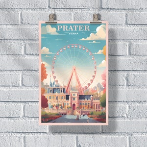 Vienna Prater Park Poster, Vienna Travel Poster, Austria Poster, Vienna Retro Print, Austria Wall Art, Vienna Gift, Austria Print