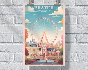 Wenen Prater Park Poster, Wenen Travel Poster, Oostenrijk Poster, Wenen Retro Print, Oostenrijk Wall Art, Wenen Gift, Oostenrijk Print