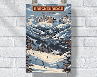 Breckenridge Ski Resort Mountain Majesty Poster, Ski Resort Colorado Print, Ski Snowboarding Wall Art, Ski Lover Gift