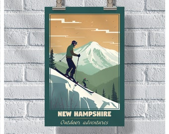 New Hampshire Poster, NH Ski Poster, NH Poster, New Hampshire Vintage Poster, Wand-Dekor, New Hampshire Print, New Hampshire Geschenk