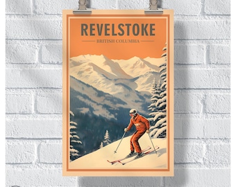 Revelstoke Ski Poster: British Columbia Backcountry Adventure Print