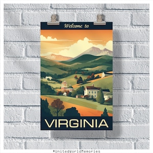 Virginia Travel Poster, Welcome To Virginia Poster, Virginia Vintage Poster, Wall Decor, State Poster, Virginia Print, Virginia Retro Poster