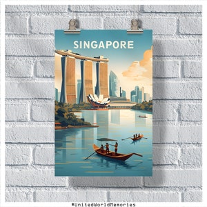 Singapore Marina Bay Sands Poster, Singapore Travel Poster, Singapore Poster, Singapore Vintage Retro Print, Singapore Wall Art