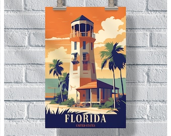 Florida Travel Poster, Florida United States Poster, Florida Vintage Poster, Wall Decor, State Poster, Florida Print, Florida Retro Poster