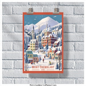 Poster di viaggio del Quebec, Poster di Mont-Tremblant, Poster del Canada, Poster vintage del Quebec, Decorazione della parete, Arte del Canada, Stampa del Quebec, Poster del Quebec