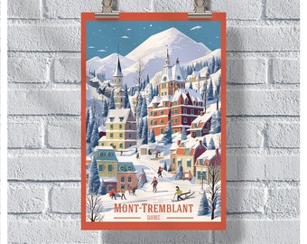 Quebec Travel Poster, Mont-Tremblant Poster, Canada Poster, Quebec Vintage Poster, Wall Decor, Canada Art, Quebec Print, Quebec Poster