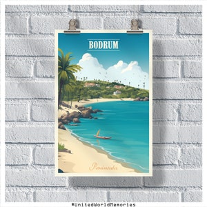 Bodrum Travel Poster, Bodrum Peninsula Poster, Turkey Poster, Bodrum Wall Art, Bodrum Gift Idea, Bodrum Turkey Poster, Bodrum Print