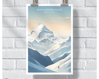 Banff Sunshine Village Alpine Bliss Poster, Canada Ski Resort Print, Snowboarding Wall Art, Alberta Ski Poster