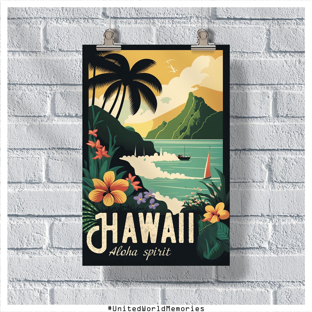 Hawaii Travel Poster, Hawaii Poster, Hawaii Vintage Poster, Wall Decor ...