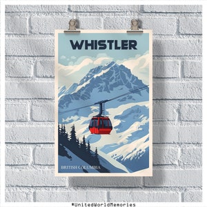 Whistler Blackcomb Gondola Gateway Poster, Whistler Blackcomb Ski Resort Print, Canada Poster, Ski Snowboarding Gift, Ski Resort Art